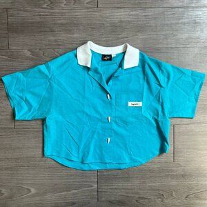 Vintage 80s Collared Crayons Cropped Button Down Crayon Button Shirt Size S